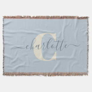 Couverture Lumière Rustique Bleu Clair Nom Personnalisé Monog