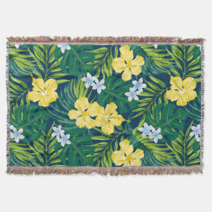 Couverture Luna Hibiscus Garden Hawaiian - Jaune et Marine