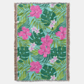 Couverture Luna Hibiscus Garden Hawaiian - Rose et Turq (devant Vertical)