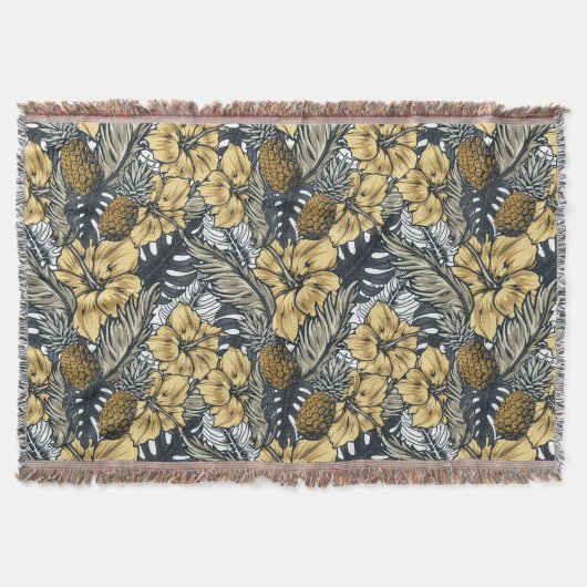 Couverture Luxe Elegant Or N' Black Tropical Flowers (Devant)