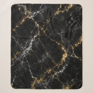 Couverture Luxueuse Sherpa Marbre Doré | Noir & Or