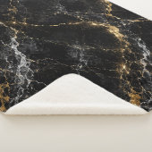 Couverture Luxueuse Sherpa Marbre Doré | Noir & Or (3/4)