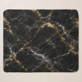 Couverture Luxueuse Sherpa Marbre Doré | Noir & Or (Devant (Horizontal))