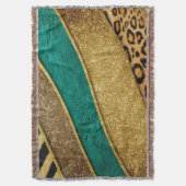 Couverture Luxury Emerald & Gold Safari Leopard Zebra Glitter (devant Vertical)