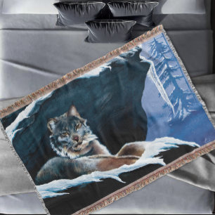 Couverture Lynx hivernal majestueux se reposant sur une monta