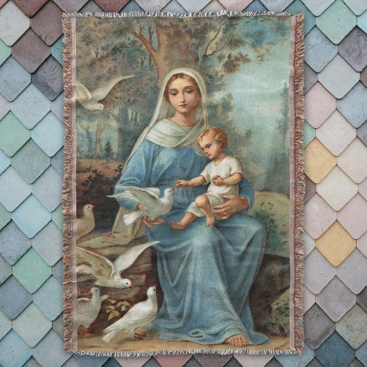 Couverture Madonna Bleue Française Lance Blanche