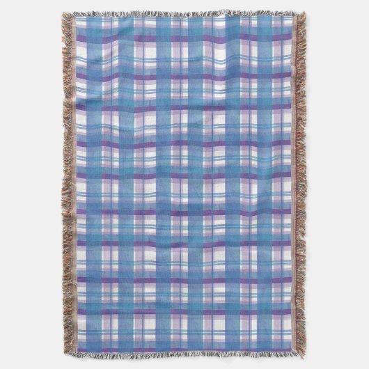 Couverture Madras Plaid Blue et Purple (devant Vertical)