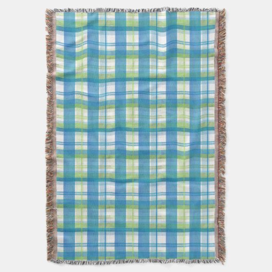 Couverture Madras Plaid Green et Blue (devant Vertical)