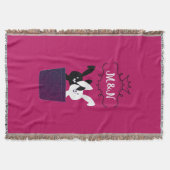 Couverture Magenta Cute Avec Carton De Lapins Noir Et Blanc (Devant)