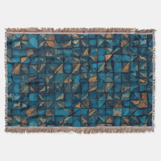 Couverture Magnifique motif patchwork "Look" en sarcelle fonc (Devant)