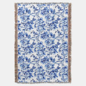 Couverture Magnolias bleu et blanc Toile de Jouy (devant Vertical)