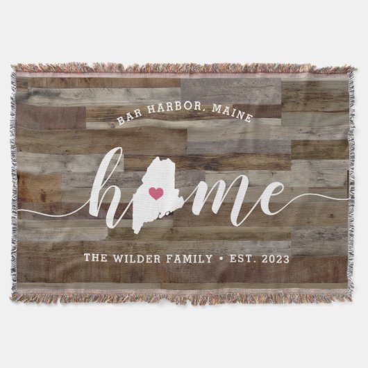 Couverture Maine État d'origine Personnalisé Aspect Bois Rust (Devant)