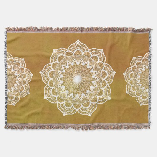 Couverture Mandala blanc sur fond doré (Devant)