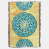 Couverture Mandala bleu or sur fond or doux (devant Vertical)
