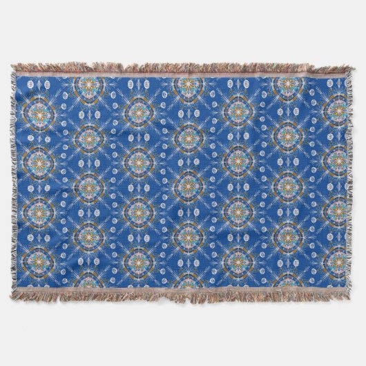 Couverture Mandala dessinée à la main Boho de couleur bleu mo (Devant)