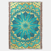 Couverture Mandala Fleur Bleu Or (devant Vertical)