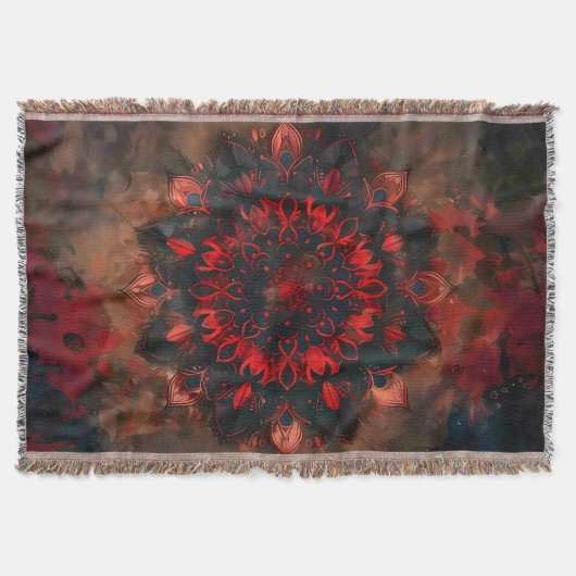 Couverture Mandala foncé - Cadeau gothique Boho (Devant)