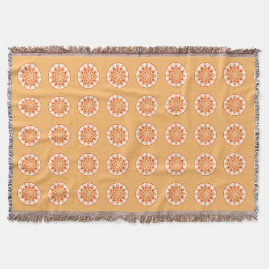 Couverture Mandala motif en corail, orange et or (Devant)