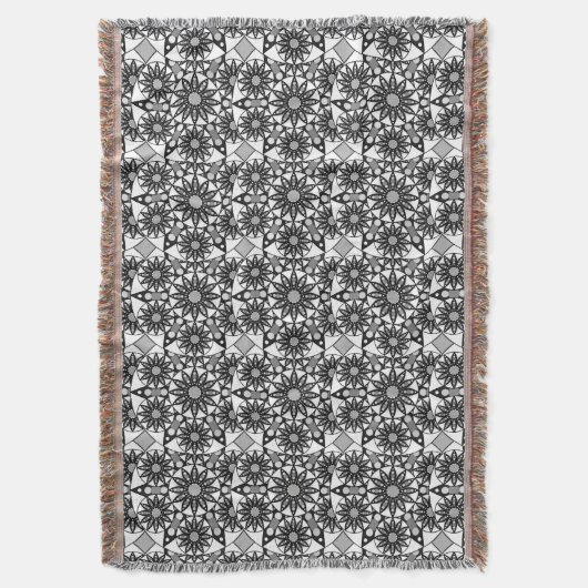 Couverture Mandala motif, noir, blanc et gris (devant Vertical)