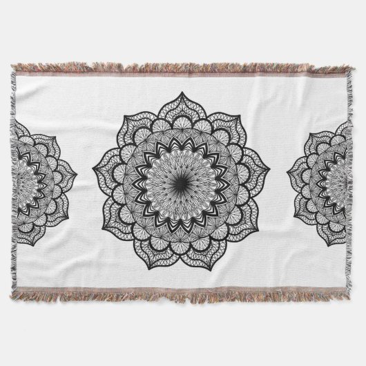 Couverture Mandala noir sur fond blanc (Devant)