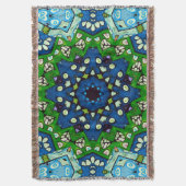Couverture Mandala Retro Mosaic Vert Motif bleu (devant Vertical)