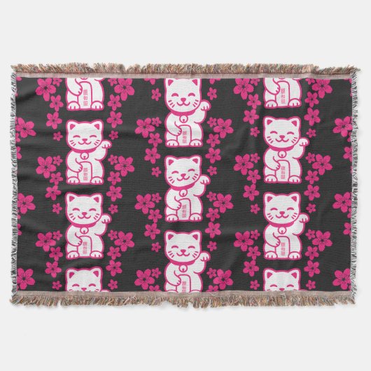 Couverture Maneki-neko japonais rose (Devant)