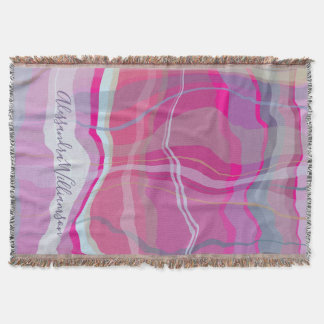 Couverture Marbled Custom Plaid Check Pink Purple Stripes