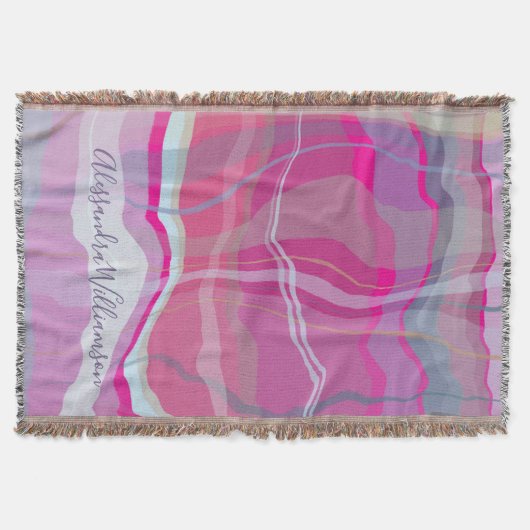 Couverture Marbled Custom Plaid Check Pink Purple Stripes (Devant)