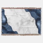 Couverture Marbre blanc Agate bleu marine Argent (Devant)