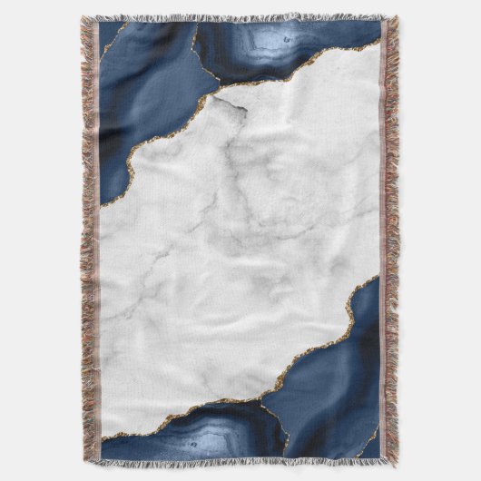 Couverture Marbre blanc Agate bleu marine dorée (devant Vertical)