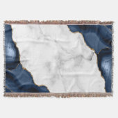 Couverture Marbre blanc Agate bleu marine dorée (Devant)