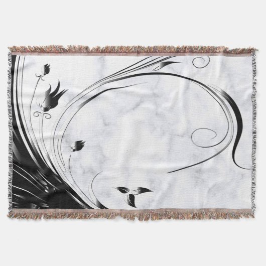 Couverture Marbre blanc, Graphique en fibre noire (Devant)