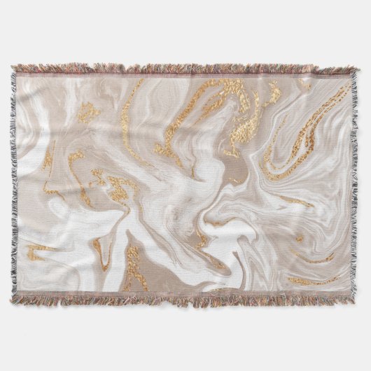 Couverture Marbre liquide beige, art de la ligne dorée. (Devant)