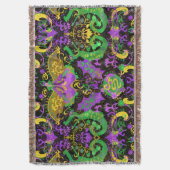 Couverture Mardi Gras Couleurs Damask Dragon, Papillon, Serpe (devant Vertical)