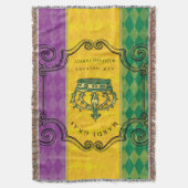 Couverture Mardi Gras Crown Purple Green Gold Nom de famille (devant Vertical)