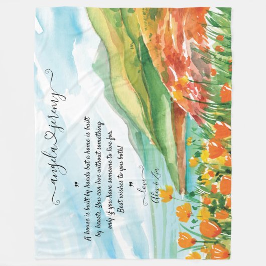 Couverture mariage avec Océan, Ciel Bleu et Fleurs (Devant)