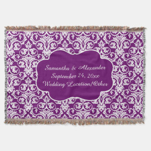 Couverture Mariage damassé personnalisé/jet pourpre de