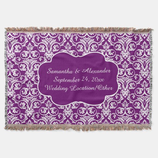 Couverture Mariage damassé personnalisé/jet pourpre de (Devant)