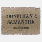 Couverture Mariage personnalisé rustique burlap motif nature (Devant)