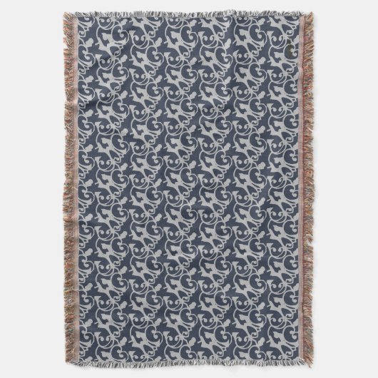 Couverture Marine bleu et gris Damas Conception personnalisée (devant Vertical)