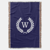 Couverture Marine Blue What Blé Laurel Wreath Initial Monogra (devant Vertical)