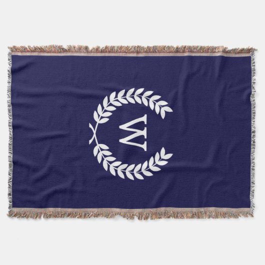 Couverture Marine Blue What Blé Laurel Wreath Initial Monogra (Devant)