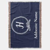 Couverture Marine nautique Blue Beach littoral Monogramme (devant Vertical)