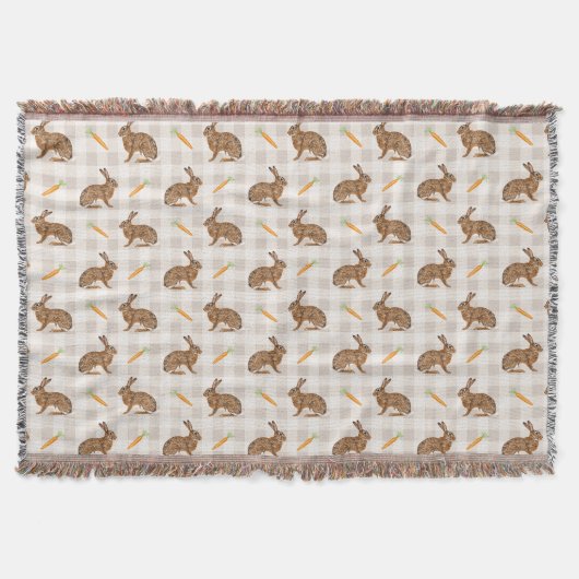 Couverture Marron Lièvre Fermette Rustique Et Carottes Beige (Devant)
