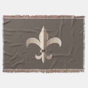 Couverture Marron rayé Monogramme Fleur De Lis