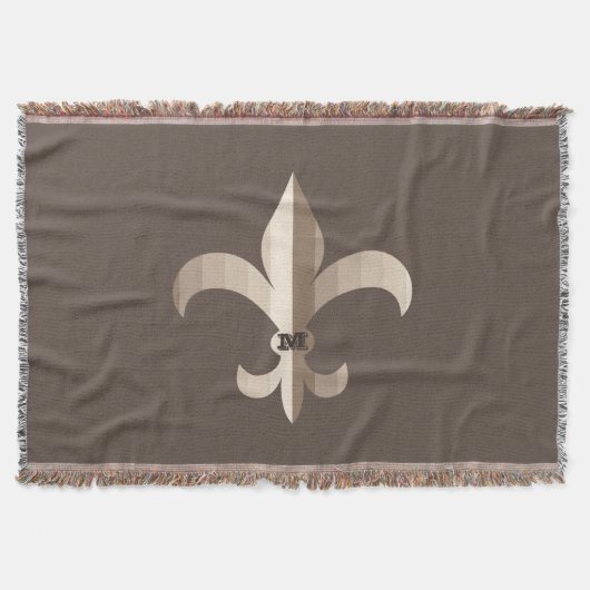 Couverture Marron rayé Monogramme Fleur De Lis (Devant)