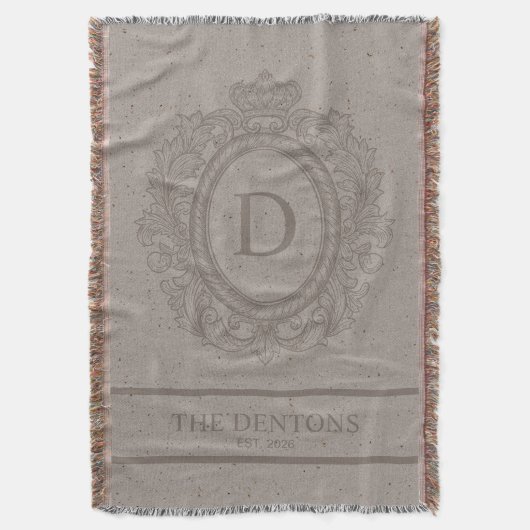 Couverture Marron Rustique Monogramme Tissé (devant Vertical)