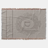 Couverture Marron Rustique Monogramme Tissé (Devant)