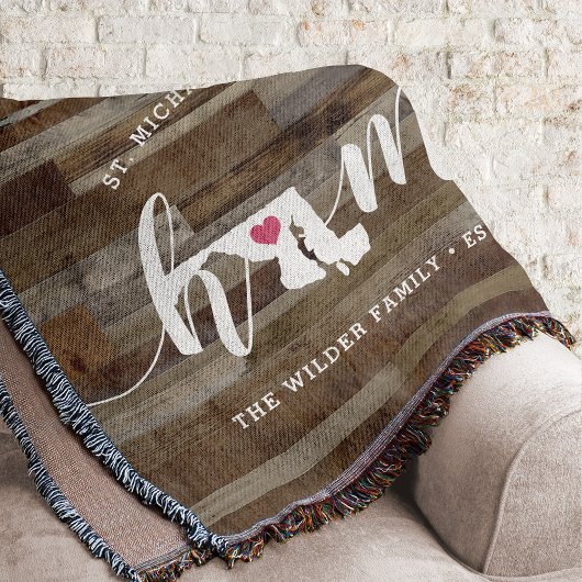 Couverture Maryland Home State Personnalisé Look Bois