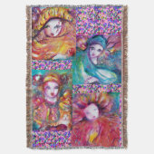 COUVERTURE MASQUES DE CARNAVAL BLEU, ROUGE, JAUNE AVEC CONFET (devant Vertical)